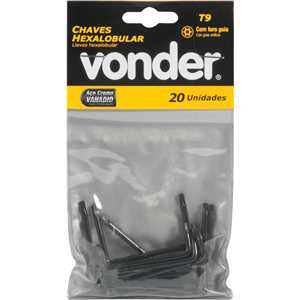 Chave hexalobular tipo L, com furo guia, T09 VONDER