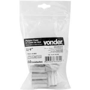 Prensa cabo para cabos de aço de 1/4", cartela com 10 peças, VONDER