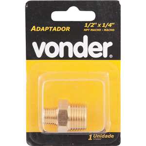 Adaptador/niple de redução, rosca 1/2" macho x 1/4" macho, VONDER
