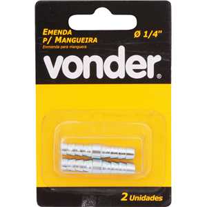 Emenda para mangueira 1/4", cartela com 2 peças, VONDER