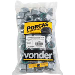 Porca autotravante sextavada, 1", UNC, alta, zincada, VONDER