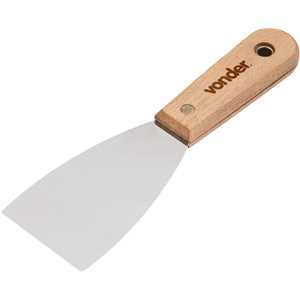 Espátula de aço inox, 2.1/4" - 57 mm, com cabo de madeira, VONDER