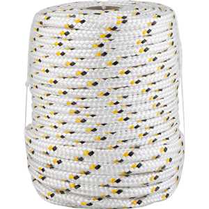 Corda multifilamento trançada 12,0 mm x 50 m, branca com detalhes em preto e amarelo, VONDER