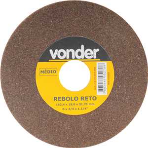 Rebolo reto, 6" x 3/4", médio, VONDER