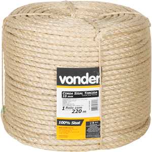 Corda de sisal 10 mm x 220 m, 3 pernas, VONDER