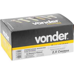 Parafuso madeira chipboard, cabeça chata, fenda cruzada/pozidrive, 6,0 mm x 75,0 mm, VONDER