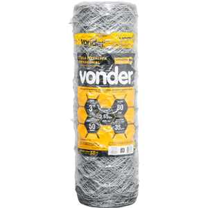 Tela metálica hexagonal, mangueirão, malha 3", 16 BWG x 0,8 m, com 50 m,  VONDER