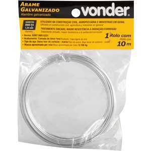 Arame galvanizado, BWG 18 1,24 mm, rolo com 10 metros, VONDER