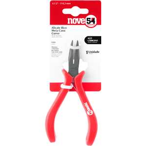 Alicate bico meia cana curvo 4.1/2", em aço carbono polido, NOVE54