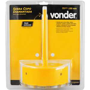 Serra copo diamantada 150 mm, com haste, VONDER