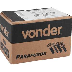 Parafuso sextavado zincado 8 mm x 20 mm, MA, rosca total, VONDER
