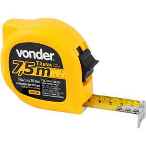 Trena curta de aço 7,5 m x 25 mm, caixa com 6, VONDER
