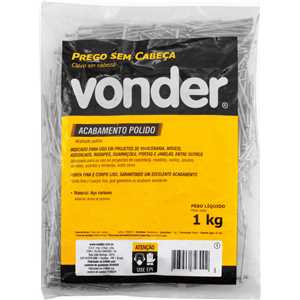 Prego sem cabeça 12 x 12, polido, VONDER