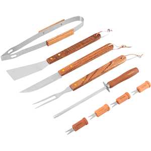 Jogo de utensílios para churrasco, em aço inox, com 10 peças, VONDER
