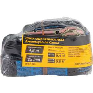 Jogo de cinta com catraca, 0,8 tf/0,4 tf, 25 mm x 4,6 metros, para amarração de carga, alavanca revestida, VONDER