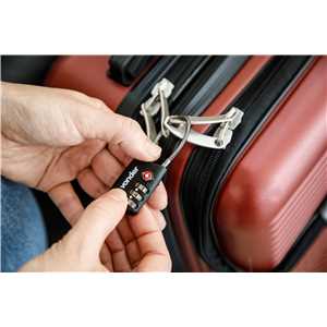 Cadeado TSA com segredo, 3 algarismos, com cabo de aço, preto, VONDER