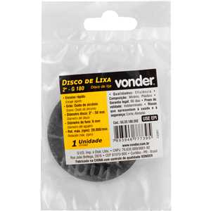 Disco de lixa 2", óxido de zircônio grão 180, para sistema de encaixe rápido, VONDER