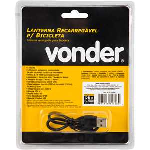 Lanterna dianteira para bicicleta, recarregável, VONDER