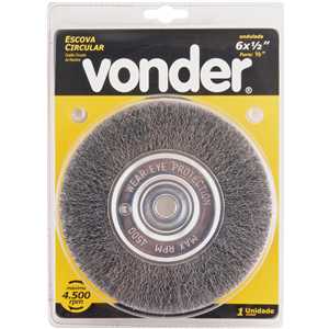 Escova circular de aço, ondulada, 6" x 1/2" x 1/2" (152,4 mm x 12,7 mm x 12,7 mm) VONDER