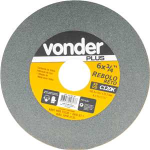 Rebolo reto 6" x 3/4" 39 CVD grão 120 verde VONDER PLUS