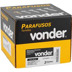 Parafuso madeira chipboard, cabeça flangeada, fenda cruzada/phillips, 5,0 mm x 80 mm, VONDER