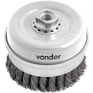 Escova tipo copo 4" torcida, em aço carbono, industrial, VONDER