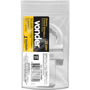 Ponta chave estrela de 21 mm, com encaixe 14 mm x 18 mm, para torquímetro de estalo intercambiável, VONDER