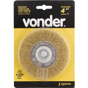 Escova circular 4" x 1/2" haste de 1/4"  (101,6 mm x 12,7 mm x 6,35 mm), VONDER