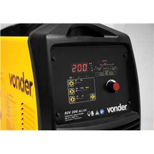Inversor para solda com eletrodo e TIG, 200 A, RIV 206 AC/DC, com alimentação 85 V~ - 265 V~ automático, monofásico, VONDER