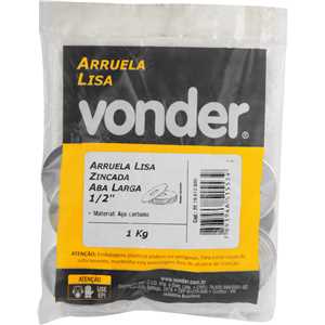 Arruela lisa de aba larga, 1/2", zincada, VONDER