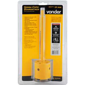 Serra copo diamantada 53 mm, com haste, VONDER
