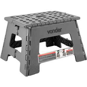 Banqueta plástica dobrável, cinza, altura 220 mm, VONDER