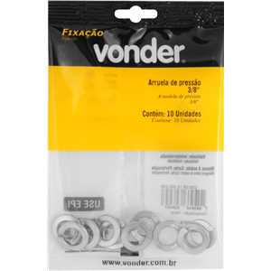 Arruela de pressão 3/8" zincada, cartela, VONDER