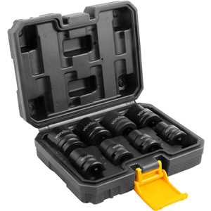 Jogo de soquetes de impacto sextavados, encaixe de 1/2", 10,0 mm a 24,0 mm, com 8 peças, VONDER