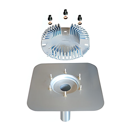 Captador Pluvial para Laje em Aço Inox com Grelha de Alumínio Fundido PAM Saint-Gobain
