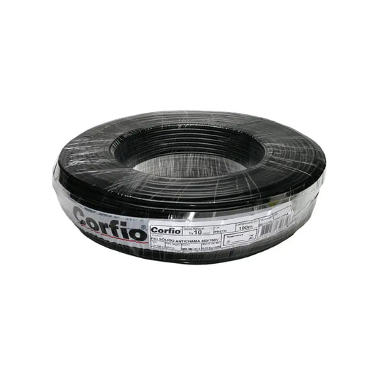 Fio Sólido 10,00Mm Preto Corfio 100M