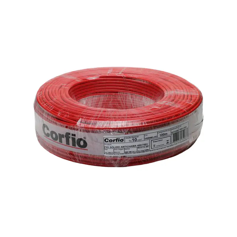 Fio Sólido 10,00Mm Vermelho Corfio 100M