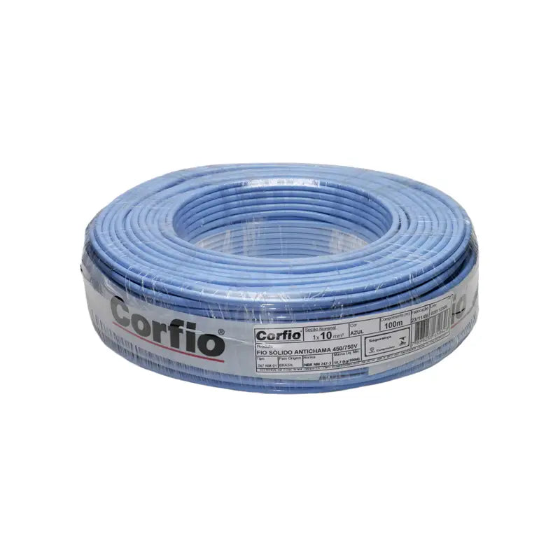 Fio Sólido 10,00Mm Azul Corfio 100M