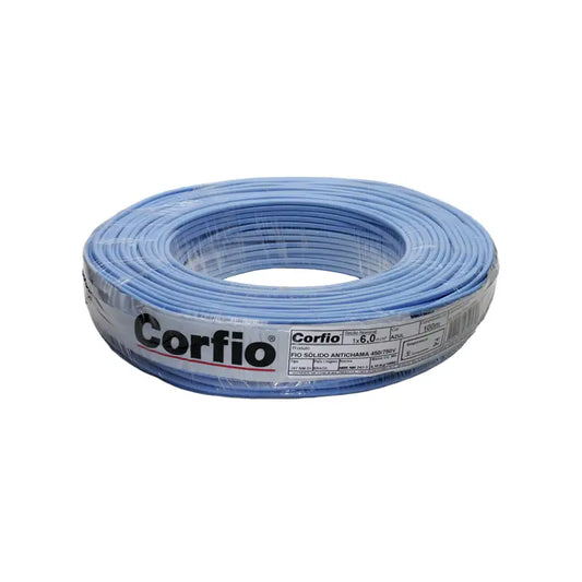 Fio Sólido 6,00Mm Azul Corfio 100M