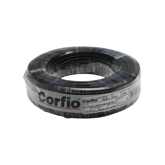 Fio Sólido 6,00Mm Preto Corfio 100M