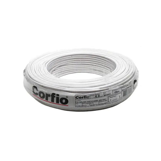 Fio Sólido 6,00Mm Branco Corfio 100M