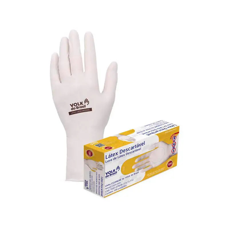 Luva Descartável Látex Branca G Volk