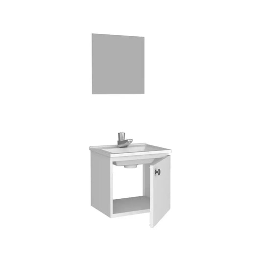 Gabinete Banheiro 37X37x33 Aço Amendôa + Espelho Cozimax
