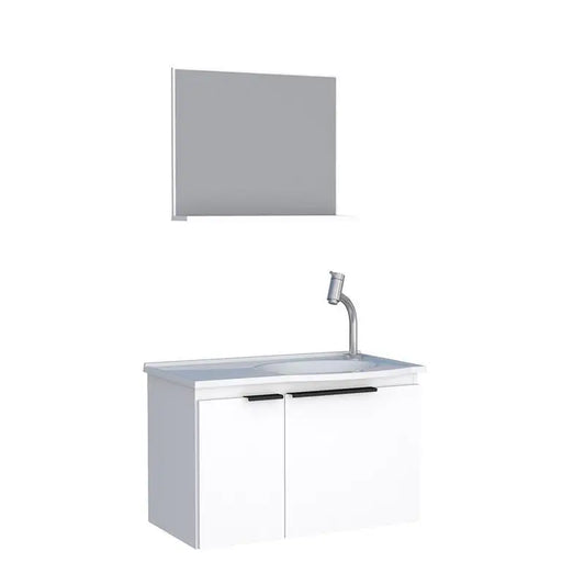 Gabinete Banheiro 40X63x40 Madeira Quartzo Branco