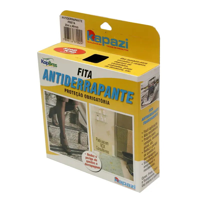 Fita Antiderrapante Escadas Preta 05Cm X 5M Kapazi