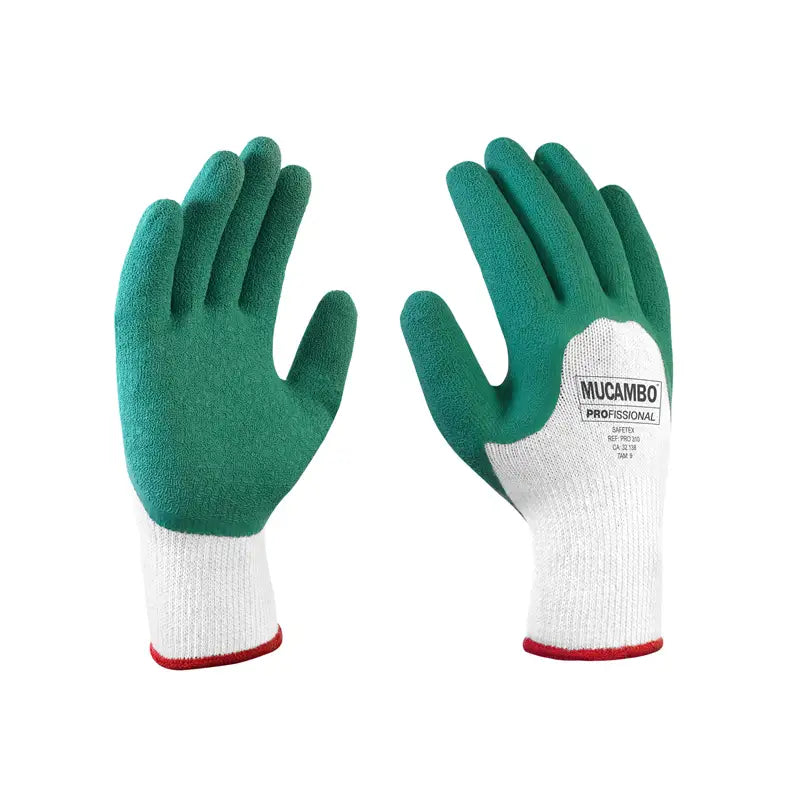 Luva Malha Banhada Látex Verde 8 Mucambo C10