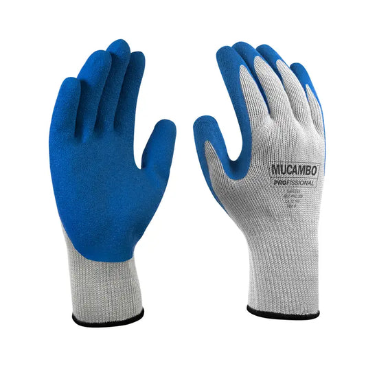 Luva Malha Banhada Látex Azul 9 Mucambo C10