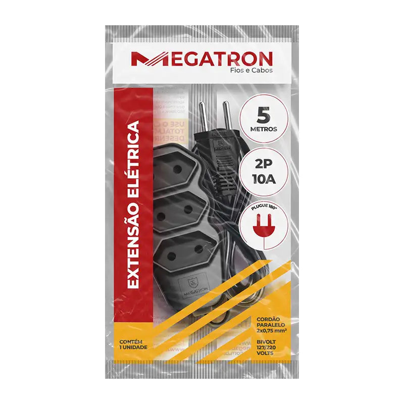 Extensão 05M Pl 2P Preta Megatron