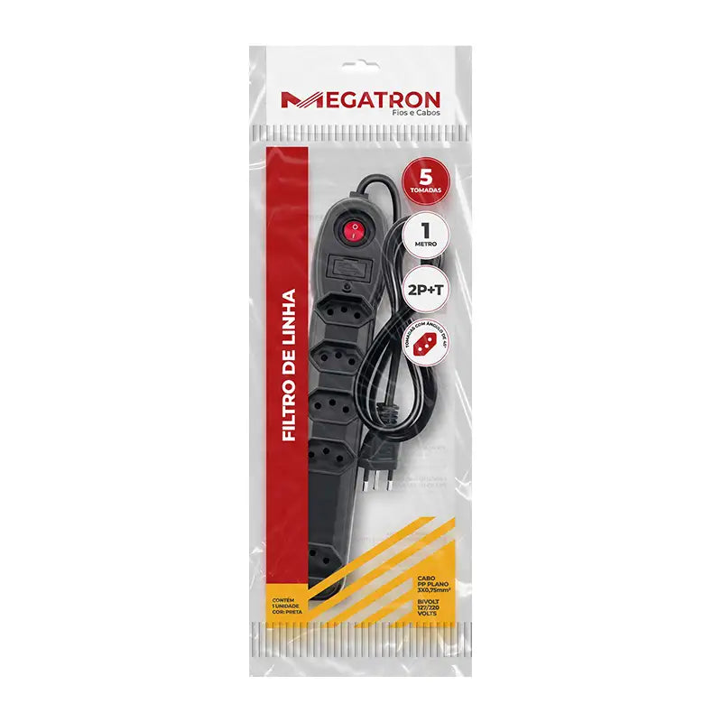 Filtro Linha 5 Tomadas Bivolt Pp 3X0.75