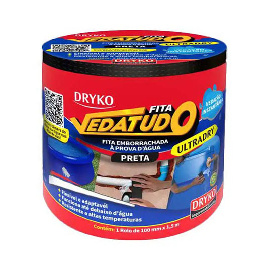 Fita Adesiva Reparo Subaquático Preto Dryko
